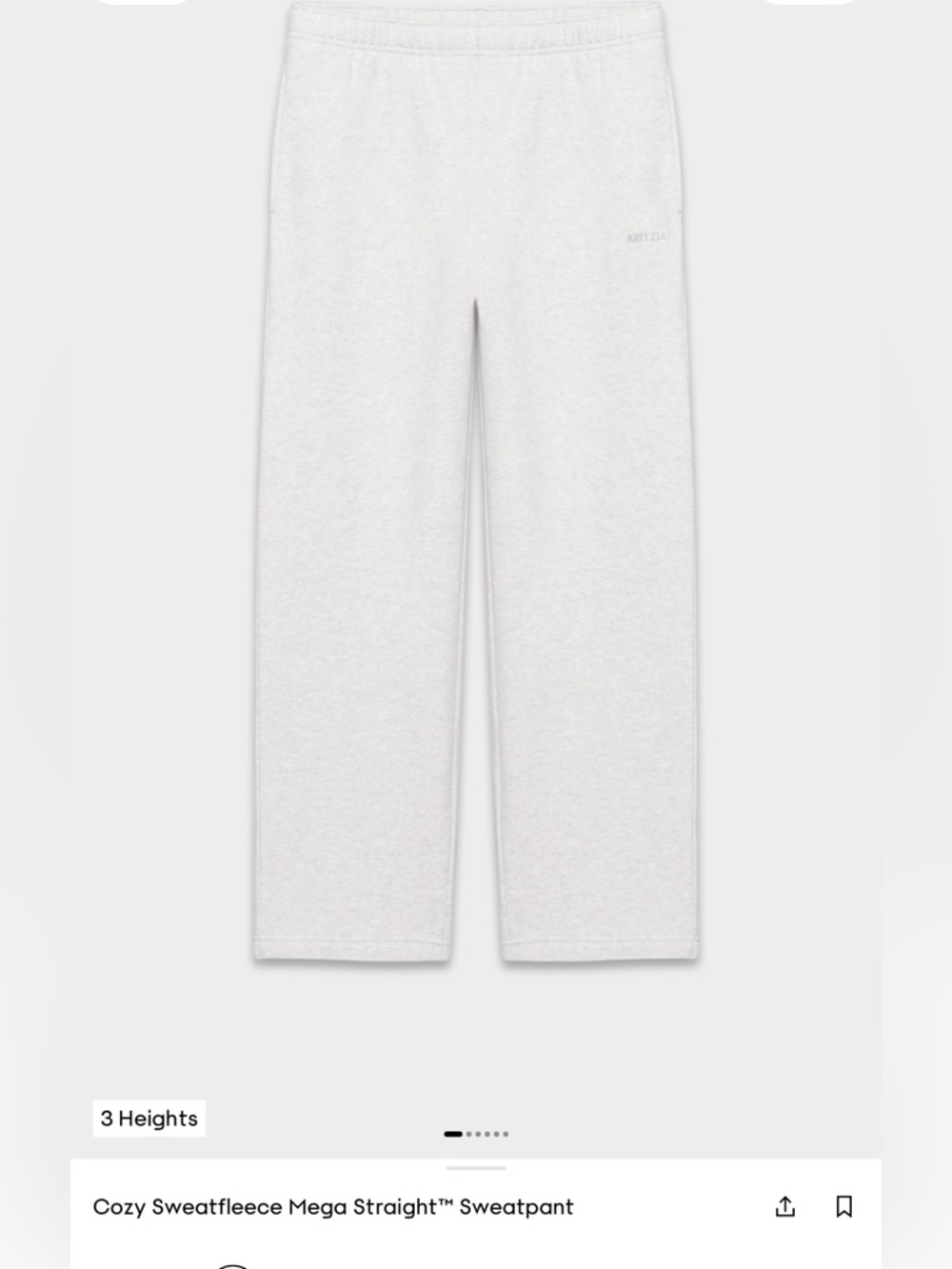 Aritzia Sweatfleece Cozy Fleece Sweatpant - Heather Cloud White - Size XS